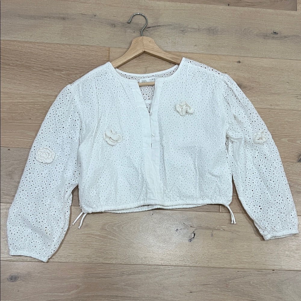 Zara Kids White Eyelet Top